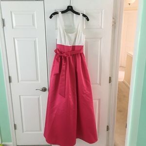 Aidan Mattox white and pink dress